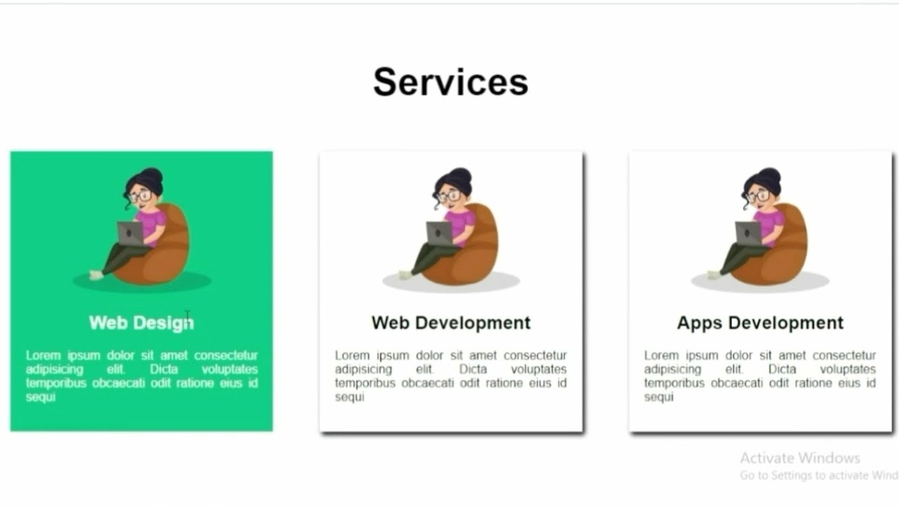 #4 How To Design A Responsive Service's Section || Using Html & Css ...