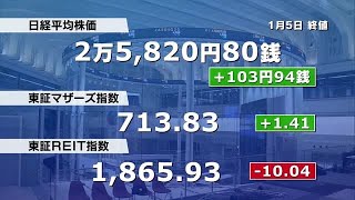 日経平均株価は前日比103円高 日銀金融政策を見極めたいと上げ幅は限定的 (2023年1月5日)