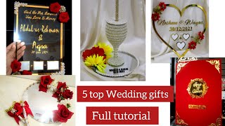 5 Wedding gifts | How to make Nikah thumb board | Nikkah Booklet | Doodh pilai glass | nikkah pen