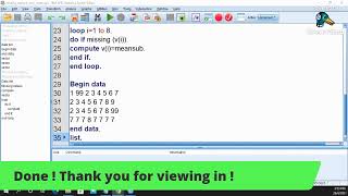 Replace missing data with mean using vector and loop| SPSS | Syntax