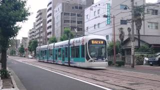 【サンフレッチェ電車2015】広島電鉄5100形5108号 1号線広島駅行き宇品四丁目〜宇品三丁目