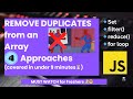 How to REMOVE DUPLICATES from an array in JavaScript? (4 ways in under 9 mins!) #javascriptinterview
