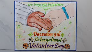International Volunteer Day Drawing//International Volunteer Day Poster Drawing Idea & Calligraphy