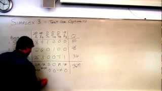 Linear Programming Simplex Method - Step 3 Testing for an Optimal Solution