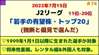 (#74) 【Jリーグ】 独断と偏見で選んだJ2の若手有望株・TOP20 (11位-20位)