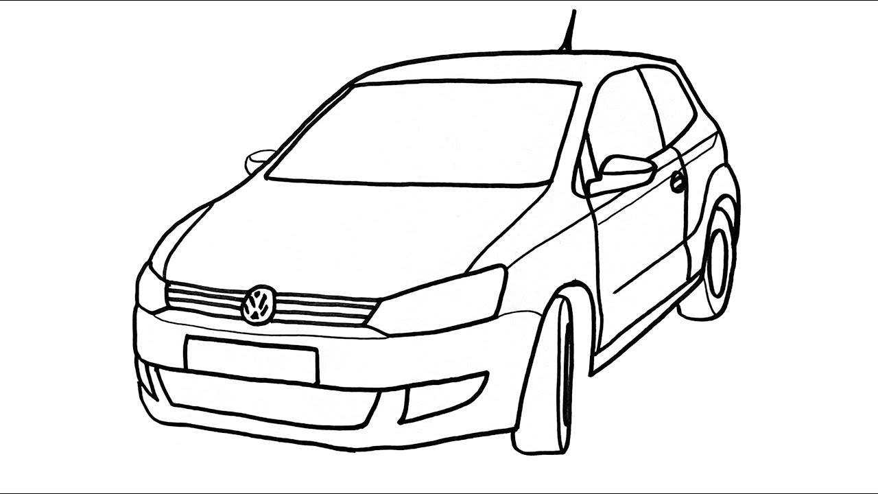 How To Draw A Car Volkswagen Polo Step By Step - Araba Çizimi ...