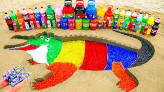 How to make Rainbow Crocodile with Orbeez, Giant Coca Cola, Pepsi, 7up and Mentos & Popular Sodas