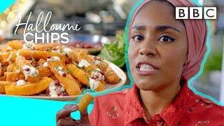 Nadiya's indulgent Halloumi Chips recipe! | Nadiya's Party Feasts - BBC