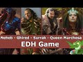 Neheb vs Ghired vs Surrak vs Queen Marchesa EDH / CMDR game play for Magic: The Gathering