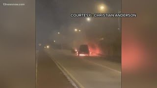 No one injured in car fire on Brambleton overnight