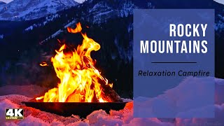 🔥 ROCKY MOUNTAINS CAMPFIRE 🔥12 hours, Virtual Fireplace & Nature Fire Sounds for Meditation, Sleep
