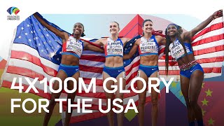 USA 🇺🇸 beats Jamaica 🇯🇲 in dramatic women's 4x100m relay | World Athletics Championships Oregon 22