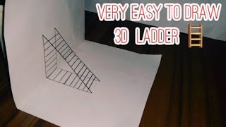 Drawing Ladder 🪜 - Very Easy to draw Ladder 🪜in 3D  - Drawing tricks  #shorts
