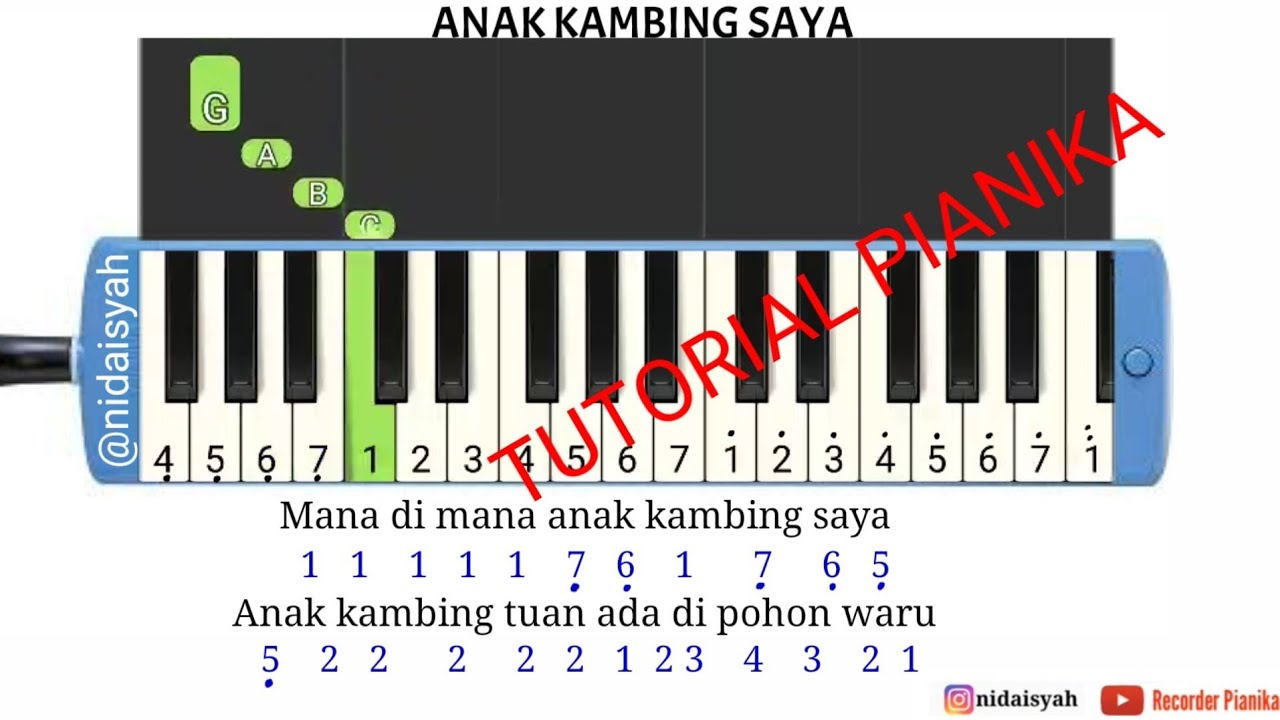 Not Angka Pianika Lagu Anak Kambing Saya | Tutorial Main Pianika Lagu ...