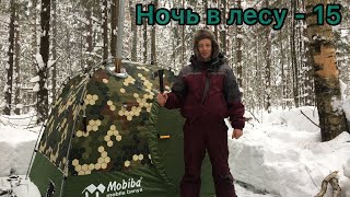 Ночь в зимнем лесу. Палатка с печкой. Ночёвка-15.