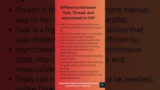 .NET Mock Interview Q21: Task vs Thread vs async/aw
