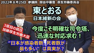 ＃東とおる　＃日本維新の会　20220825　参議院　閉会中審査　厚生労働委員会