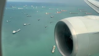 Air New Zealand 777-300er landing Singapore from Auckland NZ284 5th April 2024 ZK-OKS