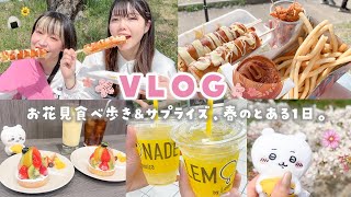 【VLOG】急に予定が入った1日🌸お花見食べ歩き＆友達からのサプライズ：田舎暮らしの春の休日密着