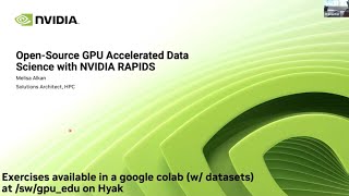 GPU in EDU - Session 3/4: Open Source GPU Accelerated Data Science with NVIDIA RAPIDS