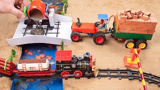 Top DIY concrete bridge with Mini Tractor #2 | DIY tractor and mini train | Funny tiny creativity