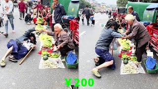 阿義假扮乞丐上街乞討，不料遭到大爺大聲驅離，好在最後有一位80歲老奶奶願意給我買一份加肉的米粉！#Farm #tour【阿義走鄉村】