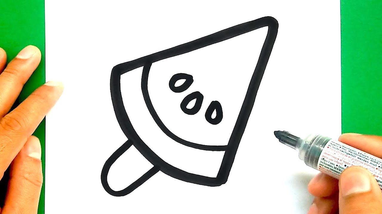 How to draw a cute Watermelon Ice cream, Draw cute things