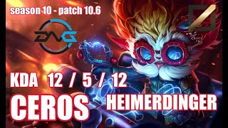 【韓国サーバー/D2】DFM CEROS ハイマーディンガー(Heimerdinger) VS サイラス(Sylas) MID - Patch10.6 KR Ranked【LoL】