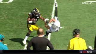 Najee Harris VICIOUS Stiff Arm on Johnathan Abram