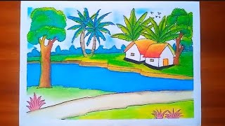 পেন্সিলে আকাঁ সুন্দর একটা দৃশ্য। #art_and_craft