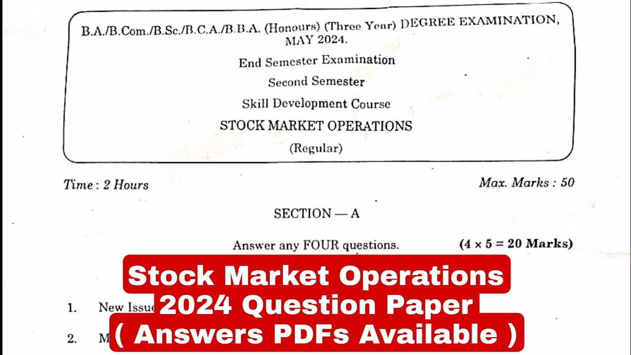 Degree 2Sem Stock Market Operations Question Paper 2024 Degree 2nd ...