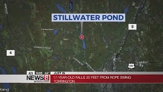 Teen hospitalized after falling 20 feet from rope swing