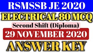 RSMSSB JE answer key//Rsmssb je diploma answer key//rsmsab je 2 shift answer key