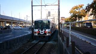 熊本電気鉄道 01形 くまモンラッピング 上熊本駅 到着シーン