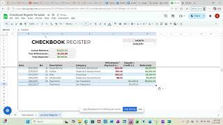Checkbook Register Excel and Google Sheets Template