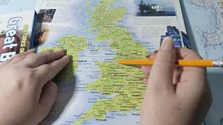 ASMR ~ United Kingdom History & Geography ~ Soft Spoken Map Tracing Page Turning