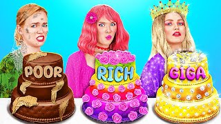 POOR VS RICH VS GIGA RICH COOKING CHALLENGE || Fantastic Cake Decoration Ideas by 123 GO! FOOD