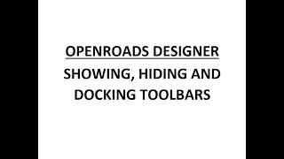 ORD - MicroStation - 1.5 - Showing, Hiding and Docking Toolbars