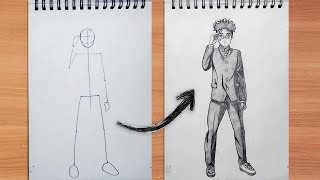 How to Draw Okarun Full Body | Step by Step drawing tutorial | Easy Sketchbook Tour