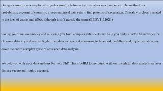 #Data_Analysis_Services Data Analysis Services Granger Causality