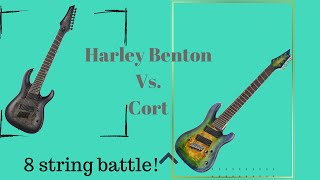 Harley Benton MultiScale-8 QBB Vs. Cort KX508MS II Marina Blue Burst short comparison