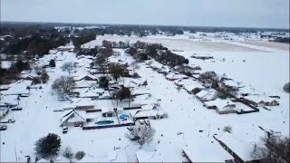 Aerial video shows snow covering parts of Louisiana