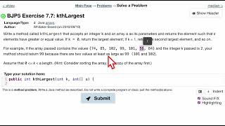 Java Practice It | Exercise 7.7: kthLargest | arrays, array basics