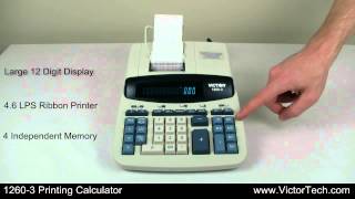 Victor 1260-3 12 Digit Heavy Duty Commercial Printing Calculator