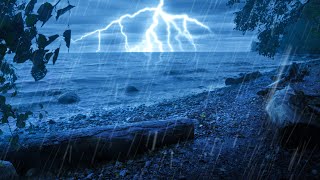 Rain 🌧 Thunder 🌩 Ocean Waves 🌊 Sleep to Thunderstorm and Water White Noise