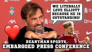 'We literally LOVE Elliott because he is outstanding!' | Everton v Liverpool | Jurgen Klopp Embargo