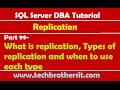 SQL Server DBA Tutorial 99-What is replication, Types of replication and when to use each type