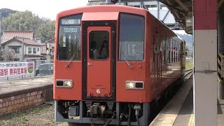 【4K】JR木次線　地域色+木次色ｷﾊ120形気動車　宍道駅到着