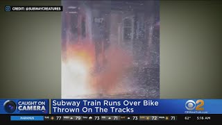 Sparks Fly When Subway Runs Over Citi Bike On Tracks