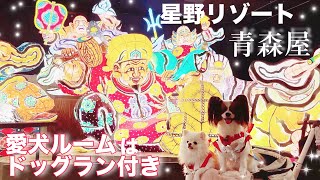 星野リゾート『青森屋』前編/愛犬ルーム ルームツアー/ドッグラン付き部屋/犬と初めての青森旅が楽しすぎた/幸運を呼ぶ七福神/dogs